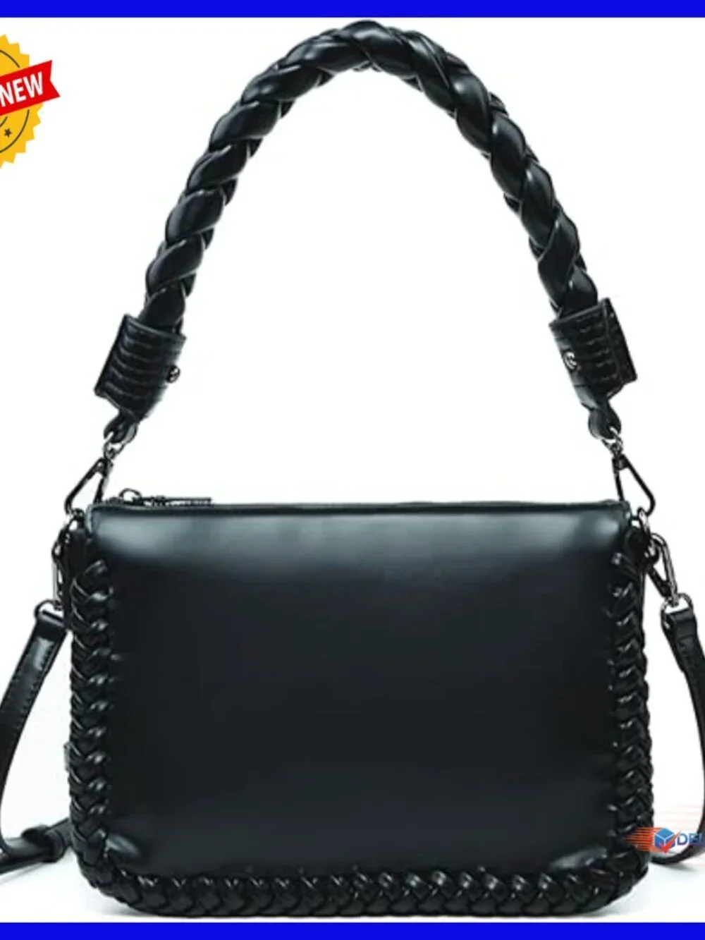 Vegan Leather Shoulder Bag Crossbody Purse with 2 Straps 3 Compartments